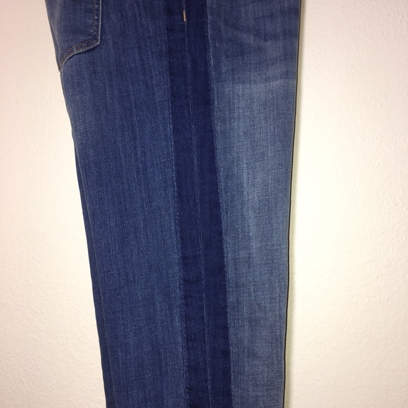 Loft Made and Love Jeans Two Tone patch work Blue Raw Hem. Size 26/2 - Picture 15 of 16